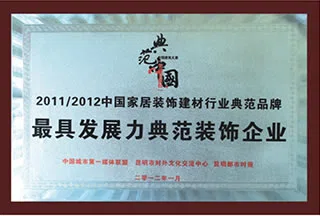 2014年获《最具发展力典范装饰企业》