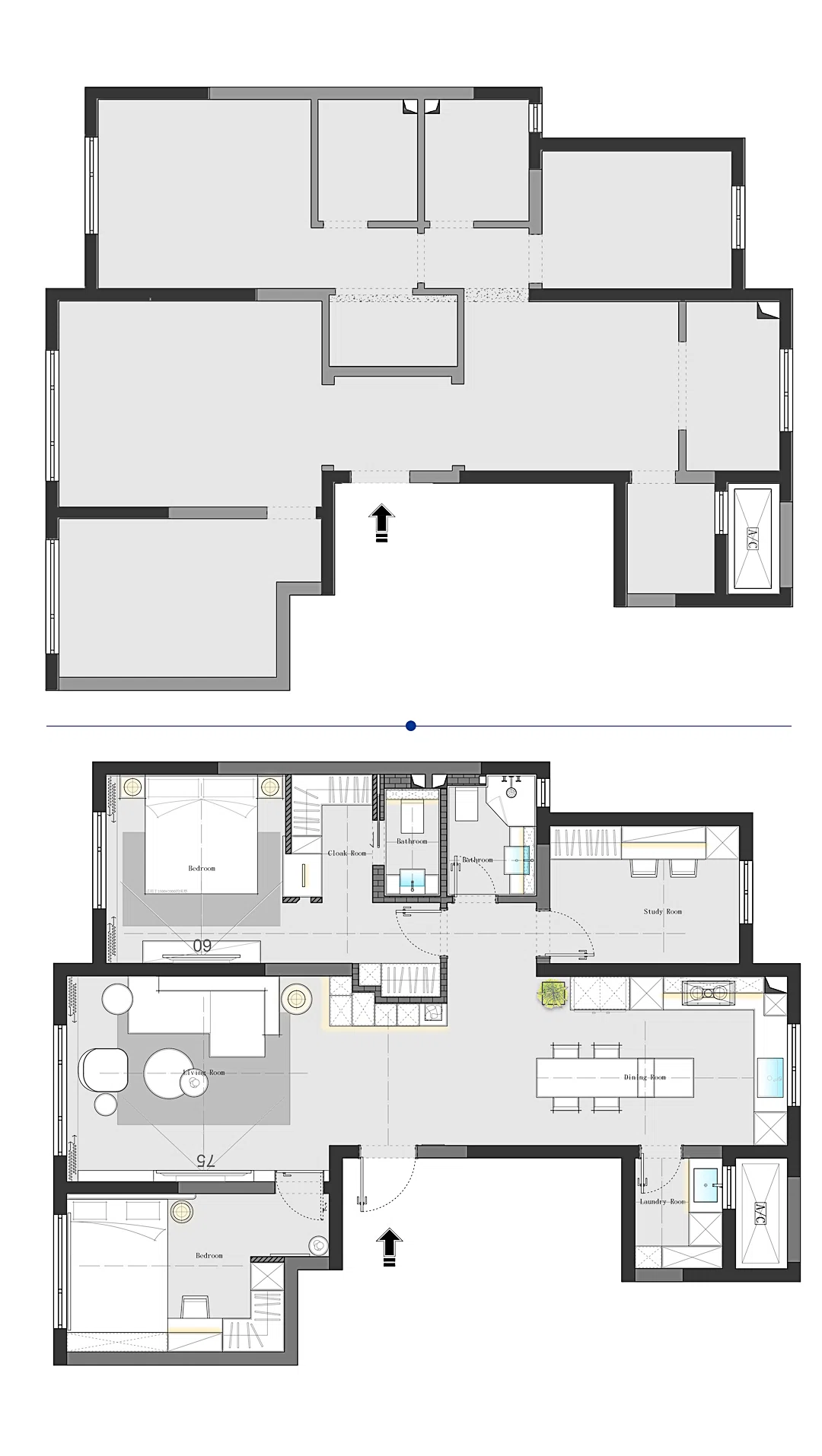 『现代简约』130㎡纯净白+克莱因蓝的化学反应,用心感知