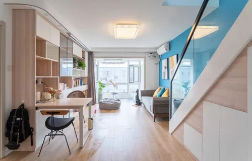 70㎡北欧loft新居 海洋蓝+原木和白文艺爆棚
